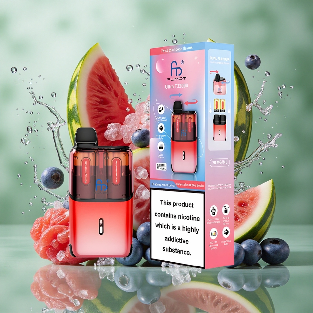 Blauwe Bes Hubba Bubba - Watermeloen Hubba Bubba Fumot Ultra T32000 24ml Vloeistofcapaciteit Nederland groothandel