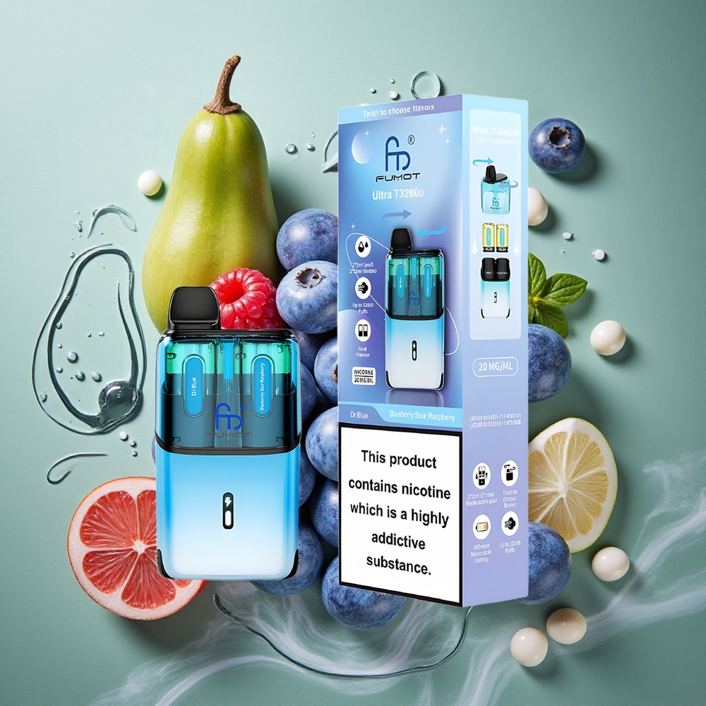 Blauwe Bes Zure Framboos Fumot Ultra T32000 800mAh Accu 24ml Vloeistof Nederland groothandel