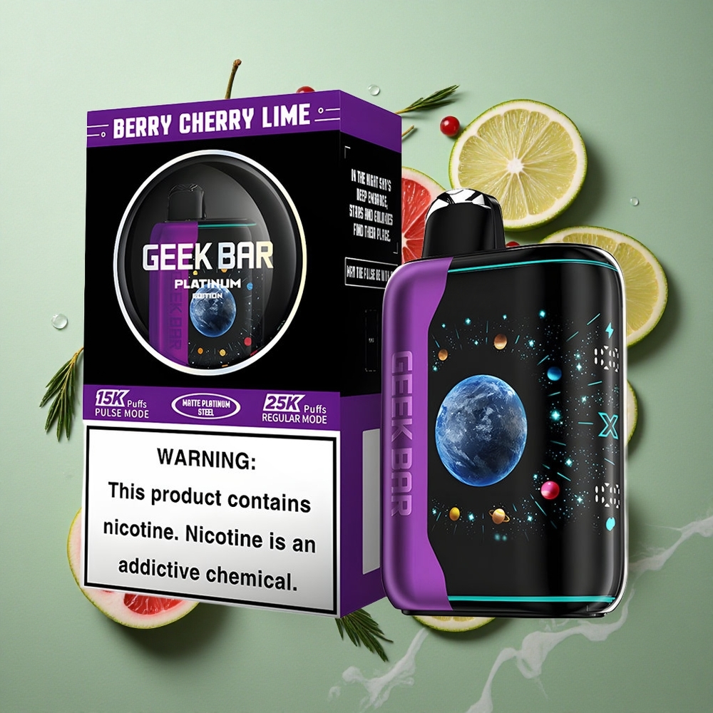 Bessen Kers Limoen GEEK BAR Platinum Edition 25000 Puffs USB-Type C Nederland groothandel