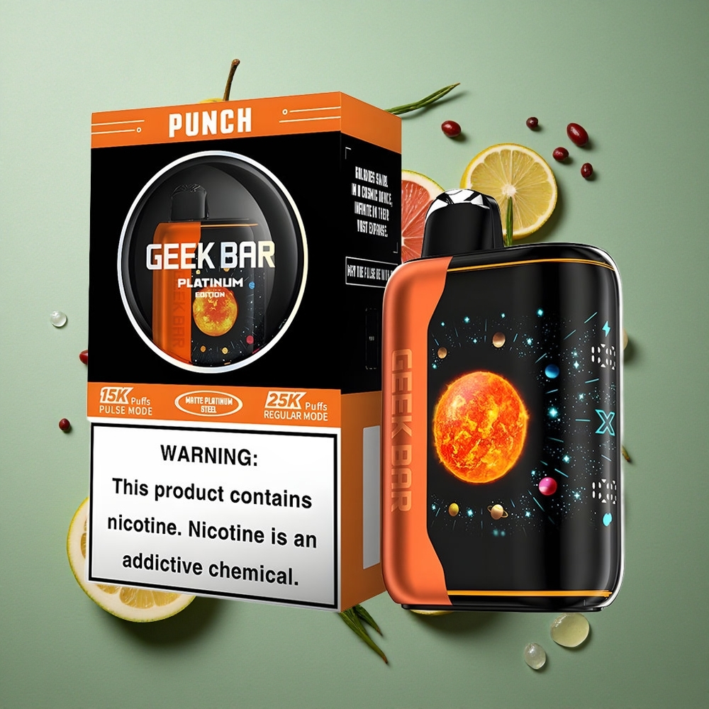 Punch GEEK BAR Platinum Editie 25000 Pufs Matte Platinum Staal Afwerking Nederland groothandel
