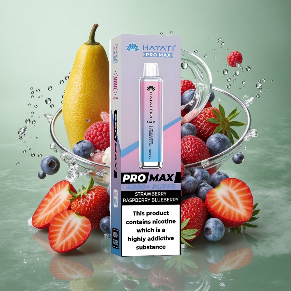 Aardbei Framboos Bosbes Hayati Pro Max 4000 Puffs Oplaadbare Accu Crystal Uiterlijk Nederland groothandel