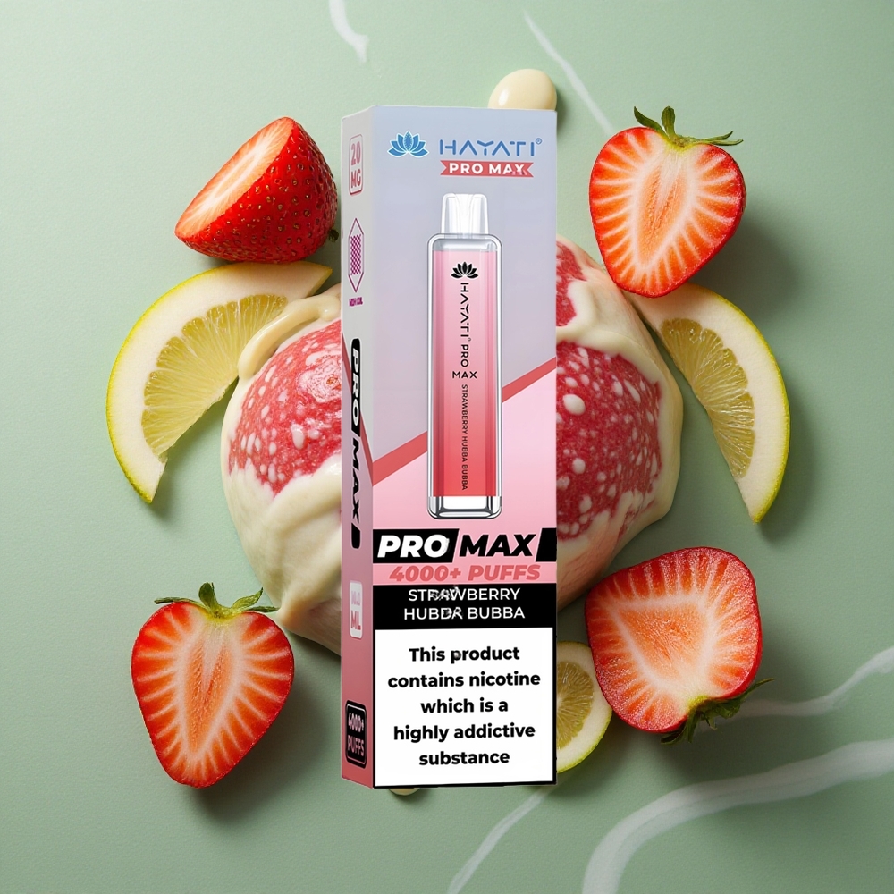 Aardbei Hubba Bubba Hayati Pro Max 4000 Puffs Oplaadbare batterij LED-verlichting Nederland groothandel