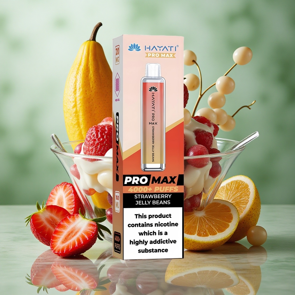 Aardbei Jelly Beans Hayati Pro Max 4000 Puffs Oplaadbare Accu Kristal Uiterlijk Nederland groothandel
