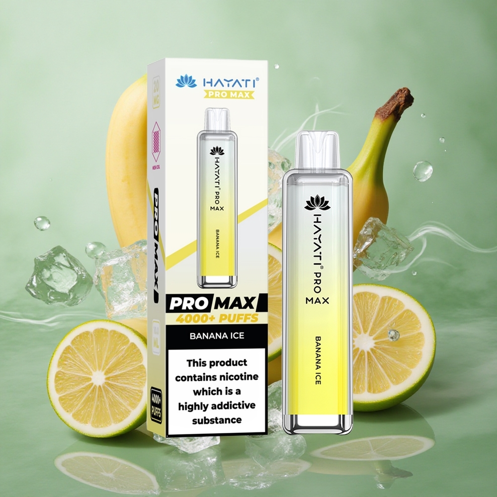 Banaan IJs Hayati Pro Max 4000 Puffs Oplaadbare Accu LED Licht Nederland groothandel