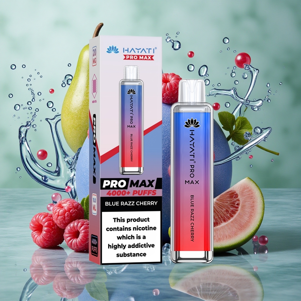 Blauwe Framboos Kers Hayati Pro Max 4000 Puffs Oplaadbare batterij LED-licht Nederland groothandel