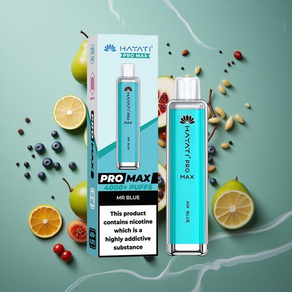 Blauwe Hayati Pro Max 4000 Puffs Oplaadbare batterij Nederland groothandel