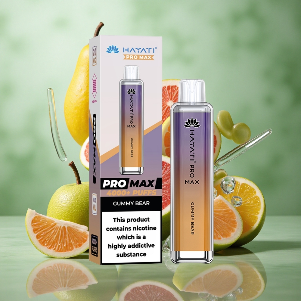 Gummybeer Hayati Pro Max 4000 Puffs Oplaadbare Accu Kristal Verschijning Nederland groothandel