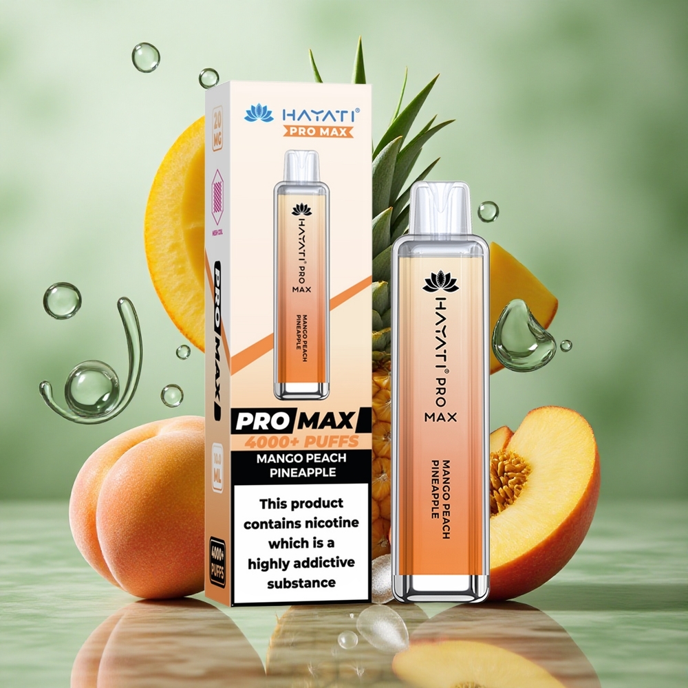 Mango Perzik Ananas Hayati Pro Max 4000 Puffs Oplaadbare Accu Dual 1.1 Ohm Mesh Coil Nederland groothandel