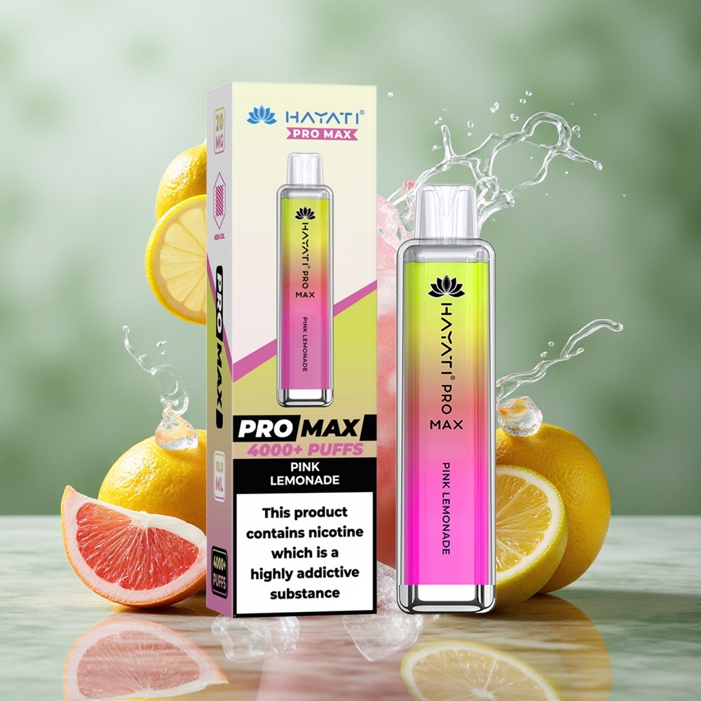 Roze Limonade Hayati Pro Max 4000 Puffs Oplaadbare Accu LED Verlichting Nederland groothandel
